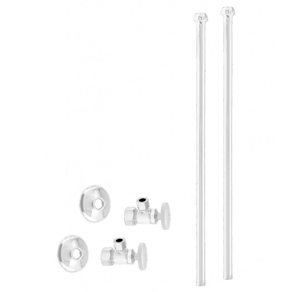 Westbrass Faucet Kit, 5/8" OD x 3/8" OD x 20" Bullnose in Powder coated White D105KBN-50 - main
